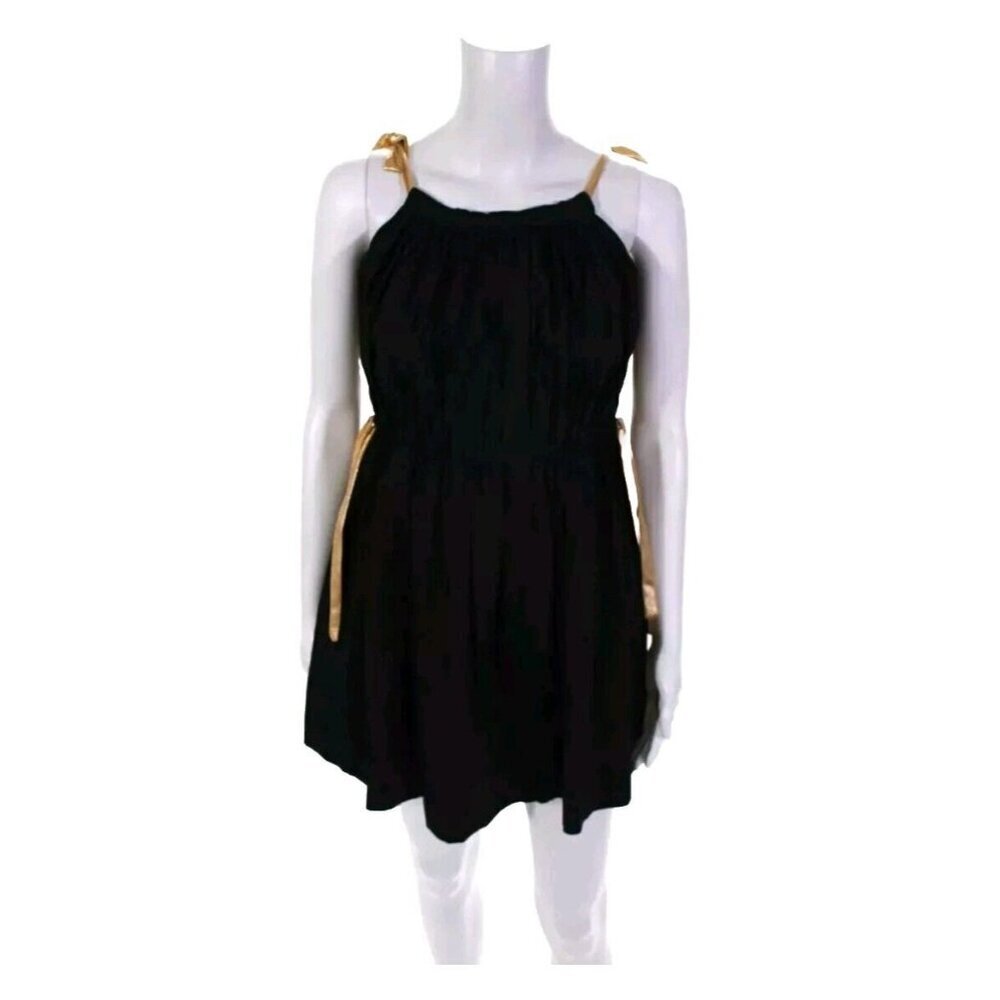 Fraze Black Sleeveless Dress Black Size 10 Gold Ties Elastic Waist